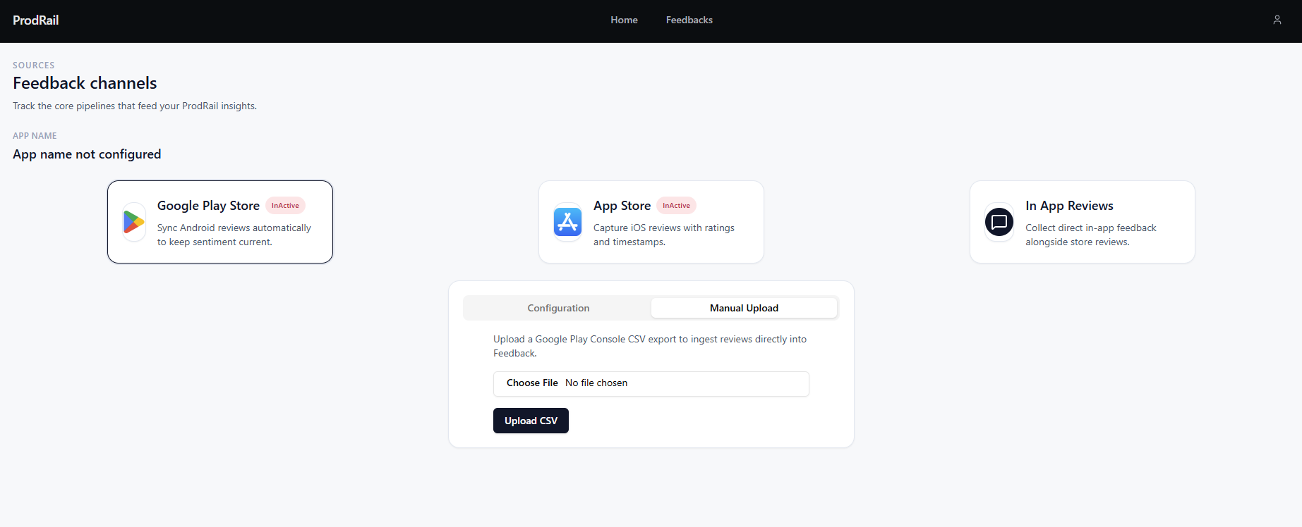 App selector on Play Console reviews reports page